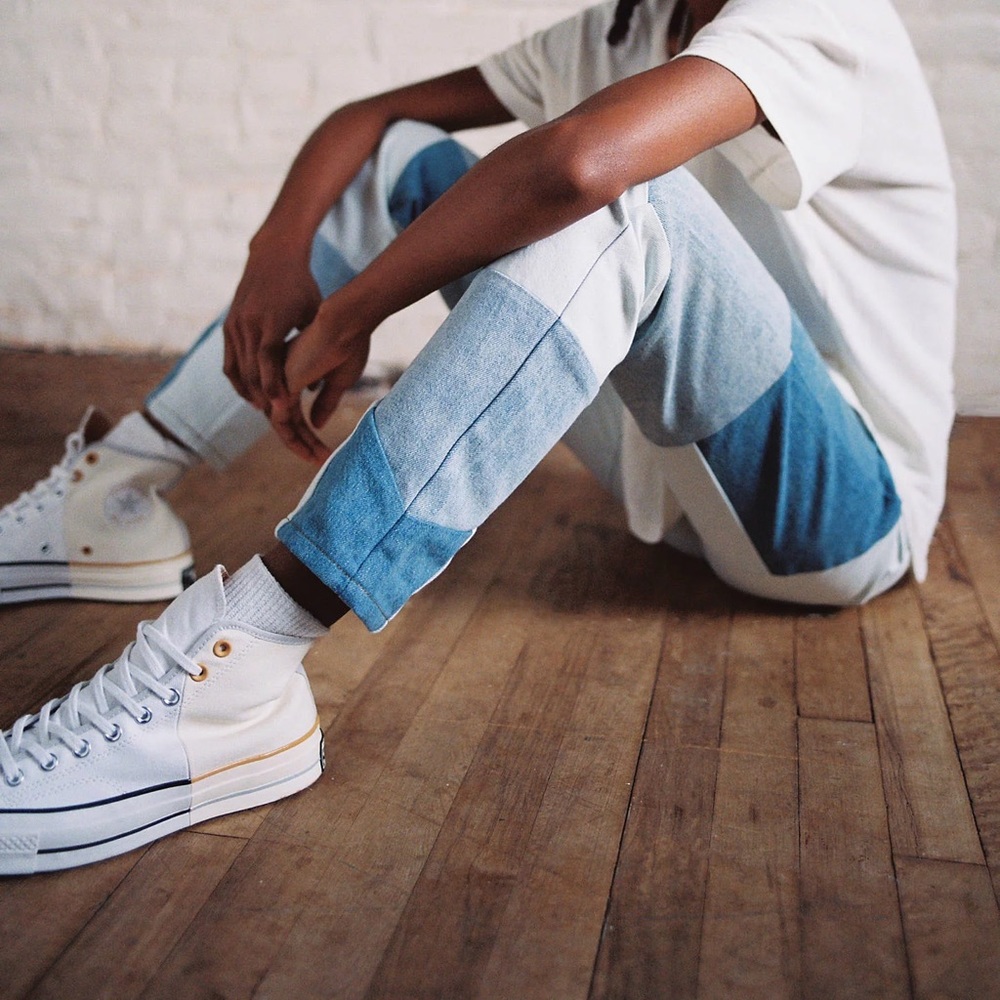 High-rise BDG patch work mom jeans